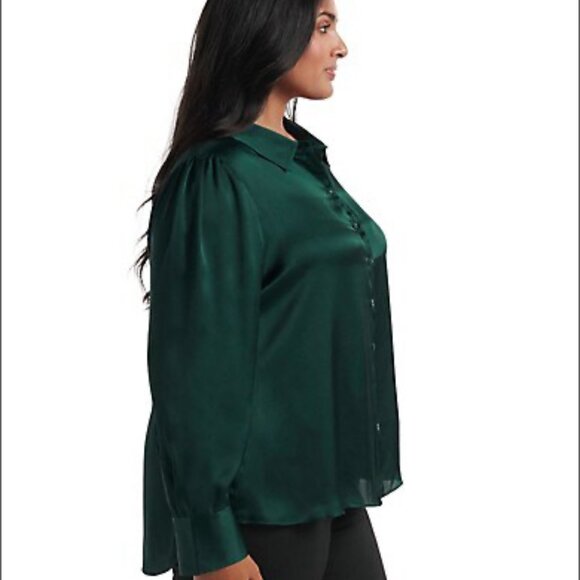 EVER NEW | Satin Shirt | Size 16 | Deep Green Colour - Picture 4 of 14